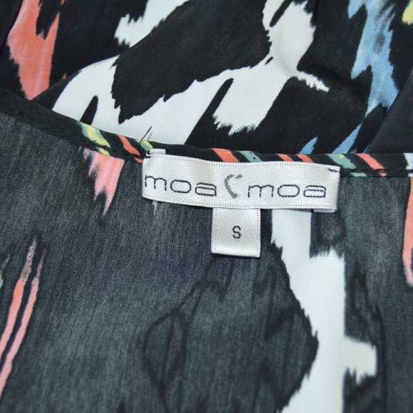Moa Moa Black Multi Color Patterned Blouse, Size S - Picture 5 of 6